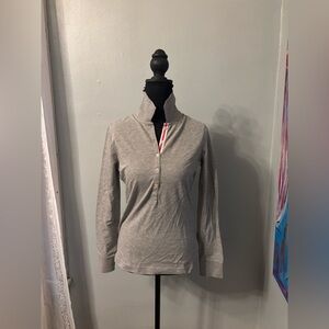 Lilly Pulitzer womens S long sleeve button front polo shirt gray